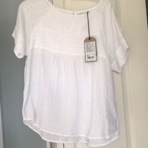 NWT Prana Pinoit Top- white organic cotton blouse